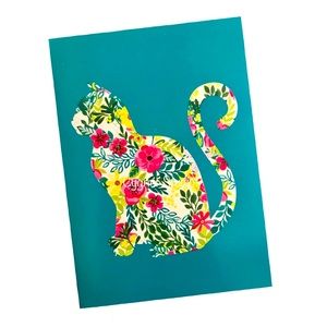 Floral Cat Silhouette Blank Note Cards, Set of 8